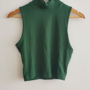 Fashion Brand Company Green Fitted Crop Tank Top